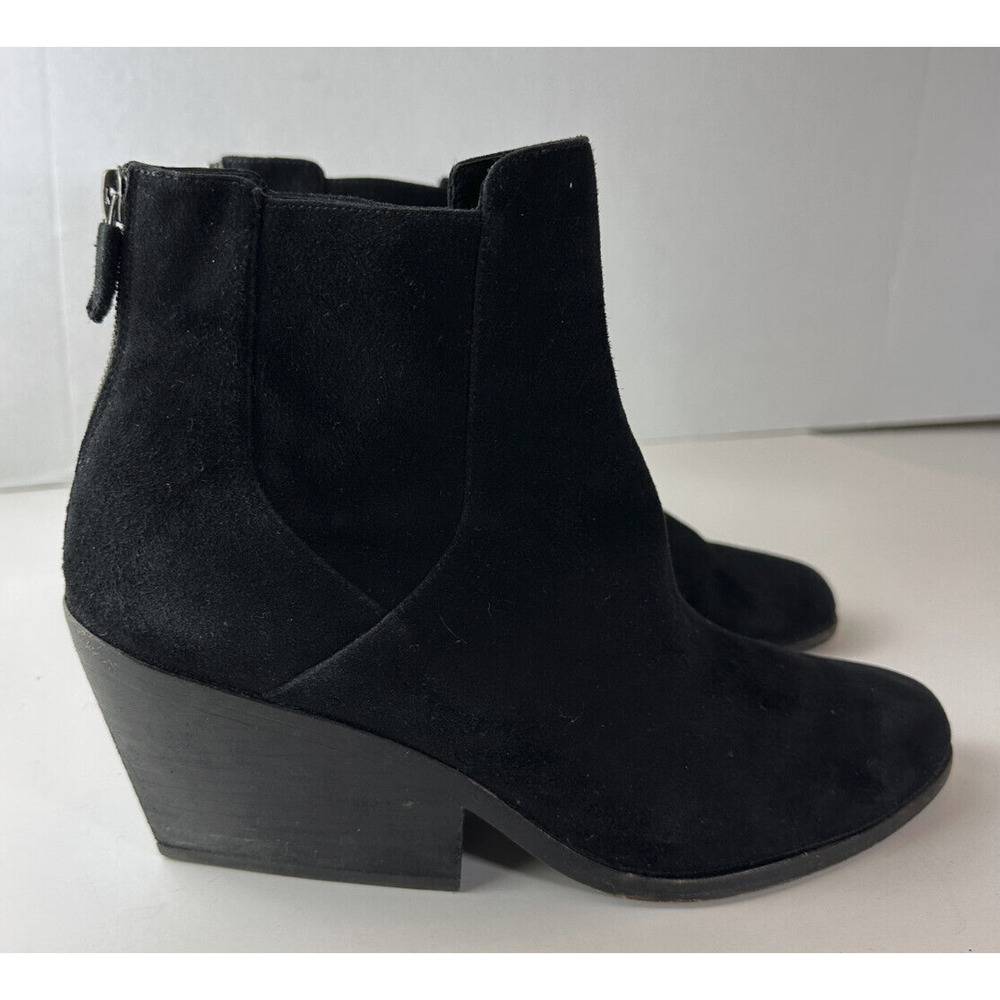 Eileen Fisher Peer Heeled Ankle Boots Black Suede Booties Women's Size 11 - Picture 15 of 16